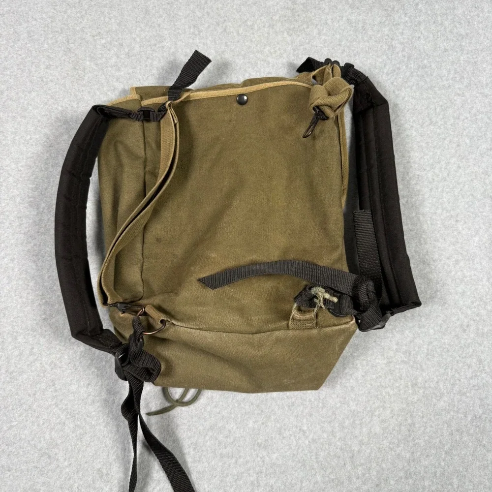 Vintage 80s 90s Military Style Canvas Rucksack Olive Drab Green Backpack Utility